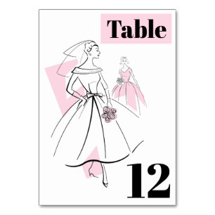 Fashion Bride Pink Group Tischkarte Tischnummer