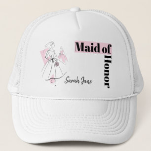 Fashion Bride Pink Group Trauzeugin hat Truckerkappe