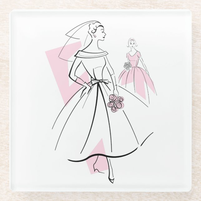 Fashion Bride Pink Group Untersetzer (Vorderseite)