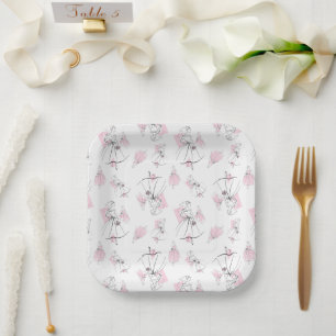 Fashion Bride Pink Multi Square Pappteller