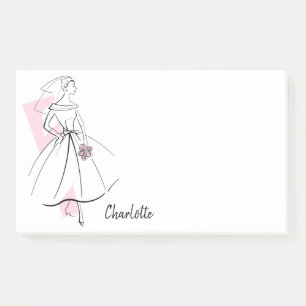 Fashion Bride Pink Name Post-it-Notizen Post-it Klebezettel