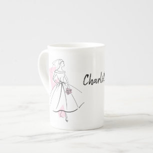 Fashion Bride Pink Name Tasse Knochen China