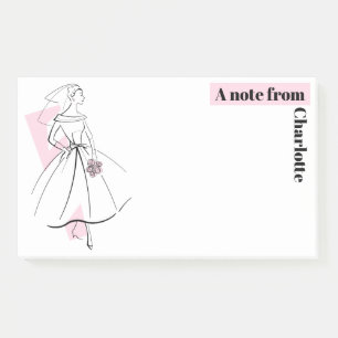 Fashion Bride Pink Note Name Postit Notizen