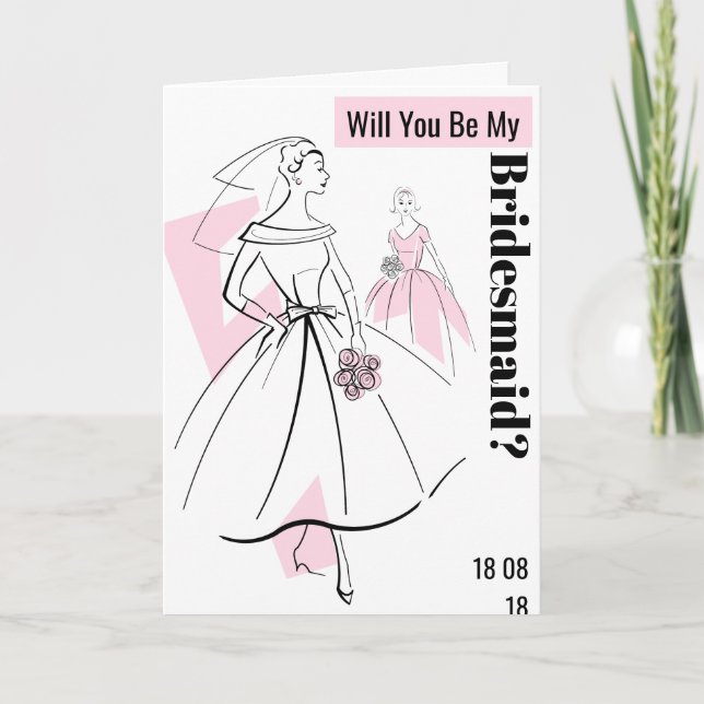 Fashion Bride Pink sein mein überhängender Text Einladung (Vorderseite)