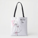 Fashion Bride Pink Text Tasche<br><div class="desc">Ein Design im Stil der Mitte des Jahrhunderts mit einer Retro-Touch mit Linienzeichnungen einer Braut in Rosa und Weiß auf weißem Hintergrund. Inspiriert durch Kleidungsmuster und Modebilder aus den 1950er und 1960er Jahren. Ein individuell anpassbares Design für Sie, um mit Ihrem eigenen Text, Bildern und Ideen zu personalisieren. Ein digitales...</div>