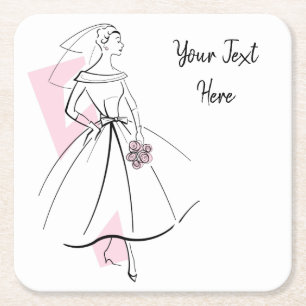 Fashion Bride Pink Text Untersetzer