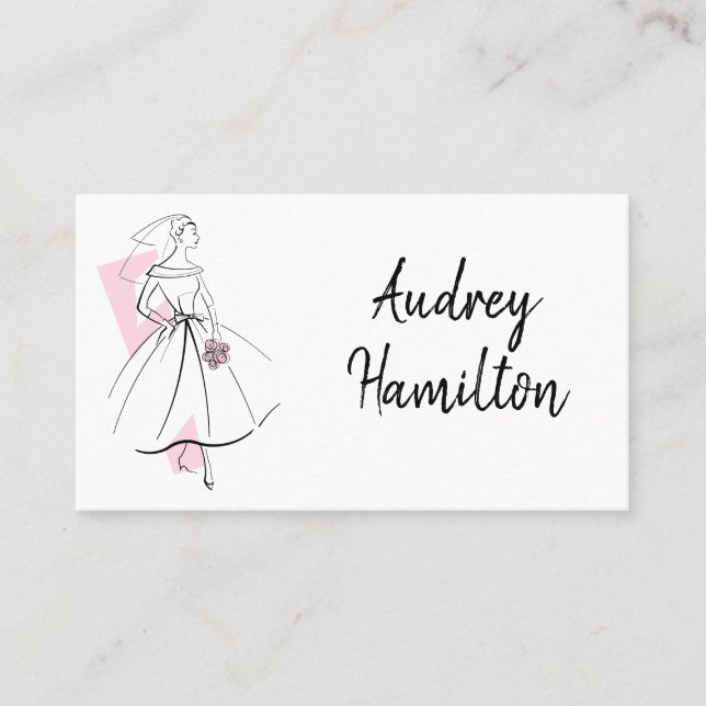 Fashion Bride Pink Visitenkarte (Vorderseite)
