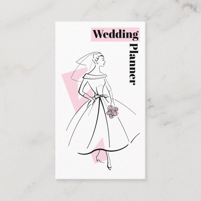 Fashion Bride Pink Wedding Planner Visitenkarte (Vorderseite)