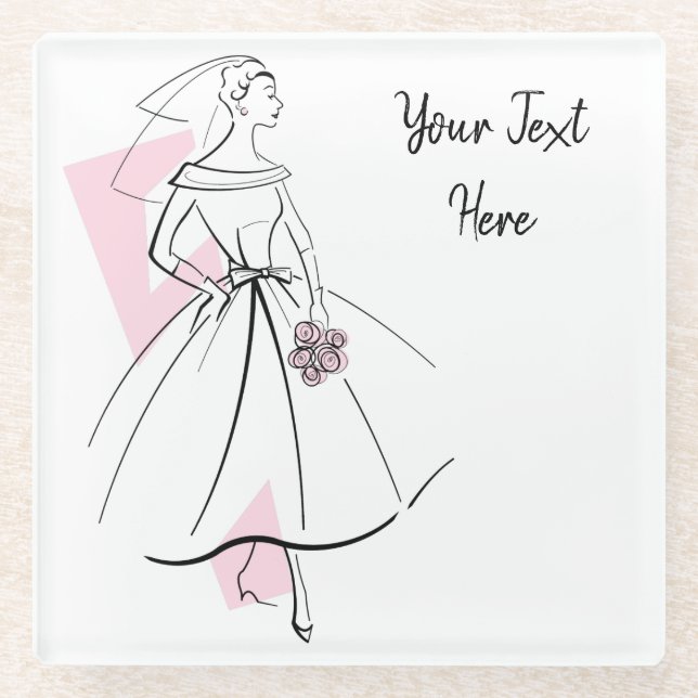 Fashion Bridge Pink Text Untersetzer Glas (Vorderseite)