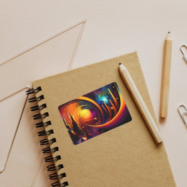 Fashion bright beautiful city colorful art sun rechteckiger aufkleber (Von Creator hochgeladen)