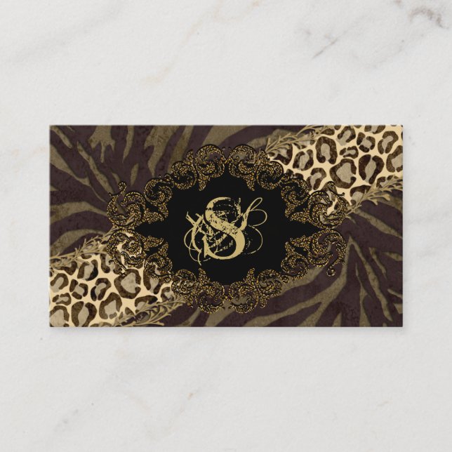 Fashion Business Cards Tier Zebra Süede Leopard Visitenkarte (Vorderseite)