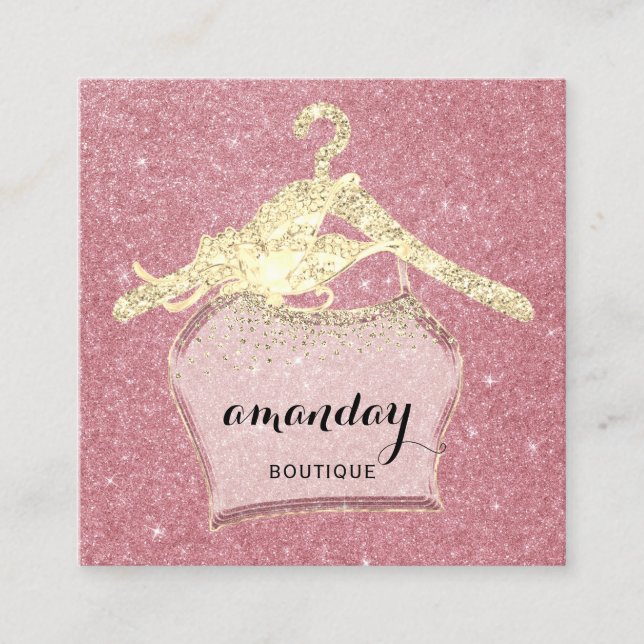 Fashion Cloud Hanger Dress Boutique QR Code Logo Quadratische Visitenkarte (Vorderseite)