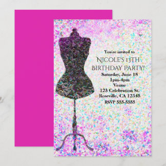Fashion Confetti Mannequin Party Einladungen