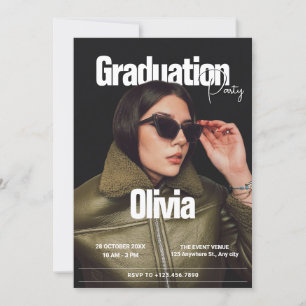 Fashion Cover Magazin Foto Graduierungsparty Einladung