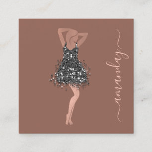 Fashion Designer Shop Dress QRCode Logo Rose Glam Quadratische Visitenkarte