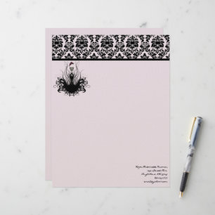 Fashion Diva 3 Rosa Himbeermonogramm Damask Briefkopf