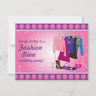 Fashion Diva Birthday Party Einladung