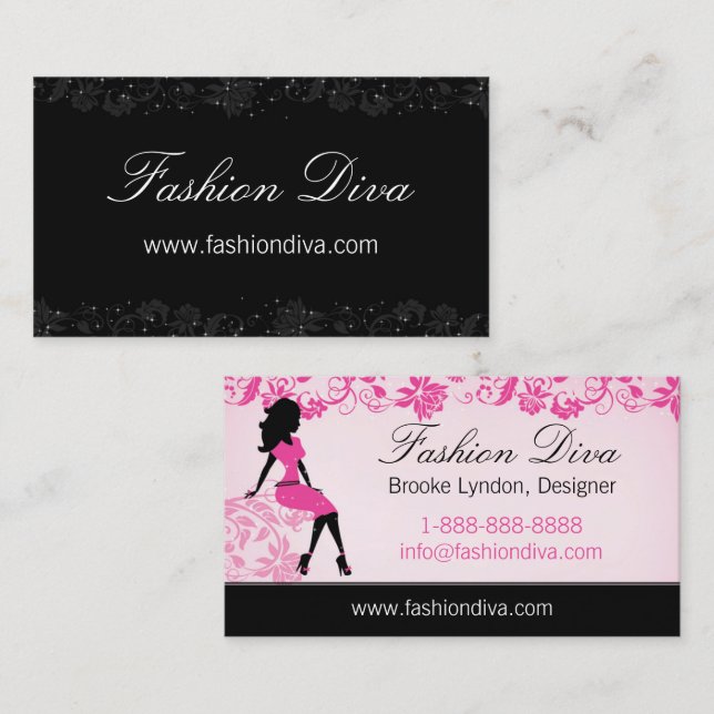 Fashion Diva Silhouette Business Card Visitenkarte (Vorne/Hinten)