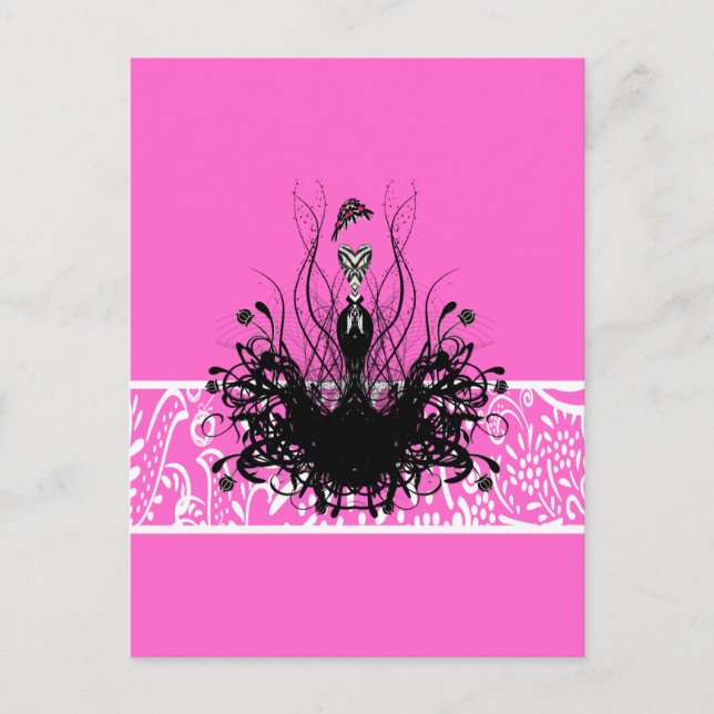 Fashion Diva Vintages Wirbles Kleid auf Rosa Postkarte (Vorderseite)