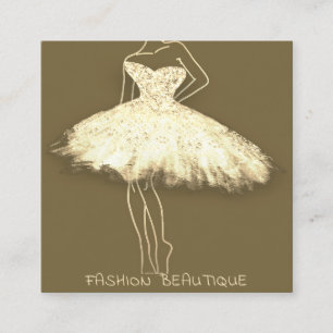 Fashion Dress Gold Body Shape Logo QR Code  Quadratische Visitenkarte