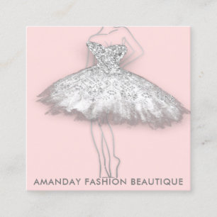 Fashion Dress Logo QR Stylist Boutique Pink Quadratische Visitenkarte