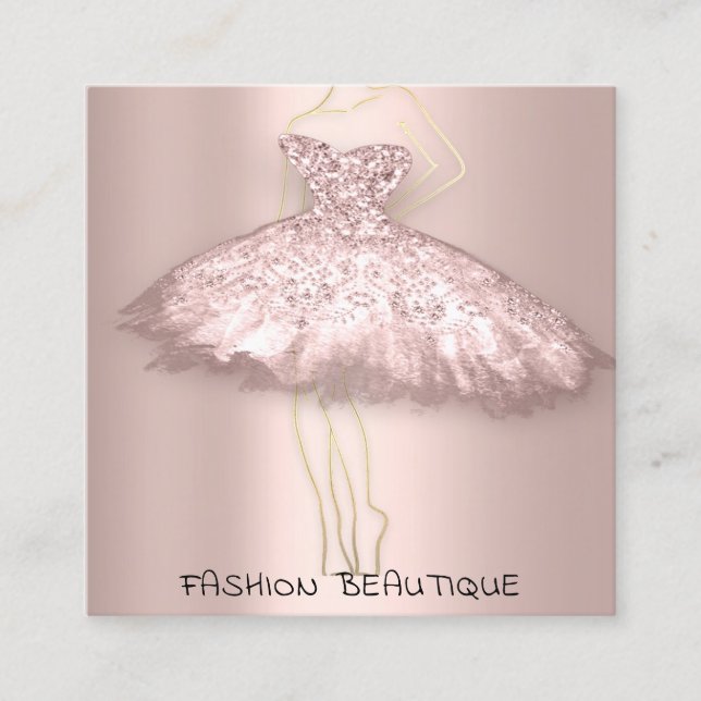 Fashion Dress Rose Blush-Logo QR Code Gehäuse Quadratische Visitenkarte (Vorderseite)