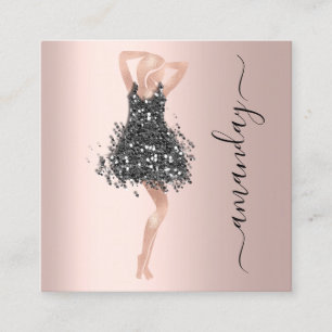 Fashion Event Shop Rose Black Dress QR Code Quadratische Visitenkarte