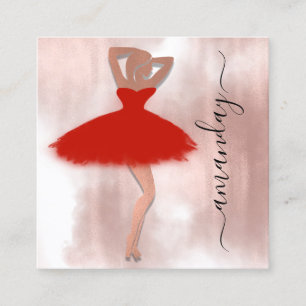 Fashion Event Shop Rose Red Dress QR Code Weiß Quadratische Visitenkarte