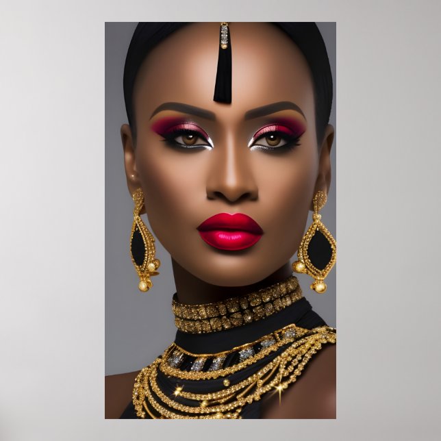 Fashion Exotic African Gold Diamant Black Juwel Poster (Vorne)