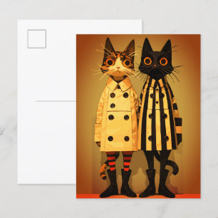 Fashion Felines - Quirky Cat Coats & Boots Postkarte