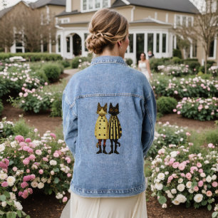 Fashion Felines - Quirky Cat in Coats & Boots Jeansjacke
