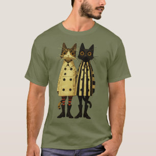Fashion Felines - Quirky Cat in Coats & Boots T-Shirt