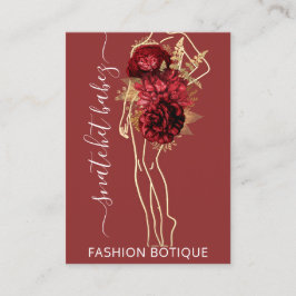Fashion Floral Rose Gold Logo QR Stylist Body Visitenkarte