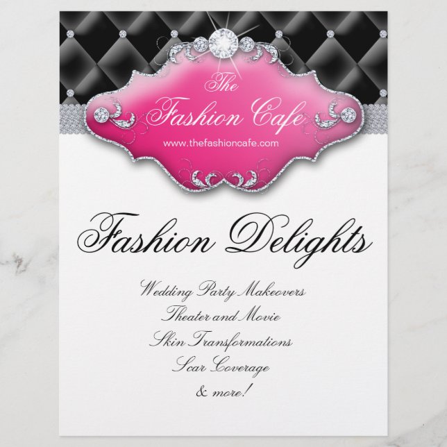 Fashion Flyer Friseur Salon Satin Diamonds Black P (Vorne)