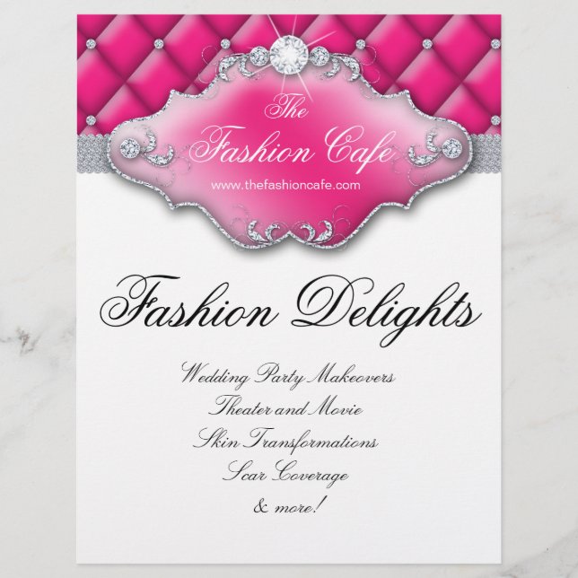 Fashion Flyer Friseur Salon Satin Diamonds Pink (Vorne)