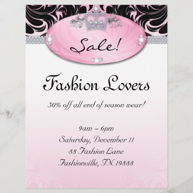 Fashion Flyer Haar Salon Juwelier Crown Pink (Vorne)