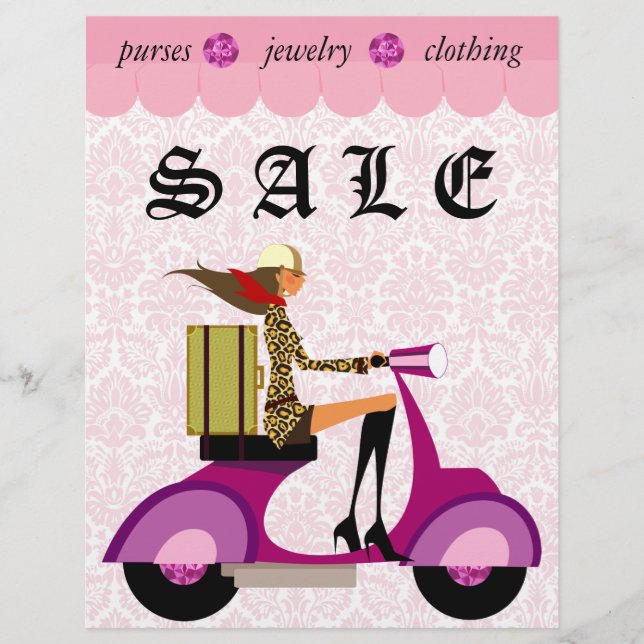 Fashion Flyer Scooter Woman Pink Damask 2 (Vorne)