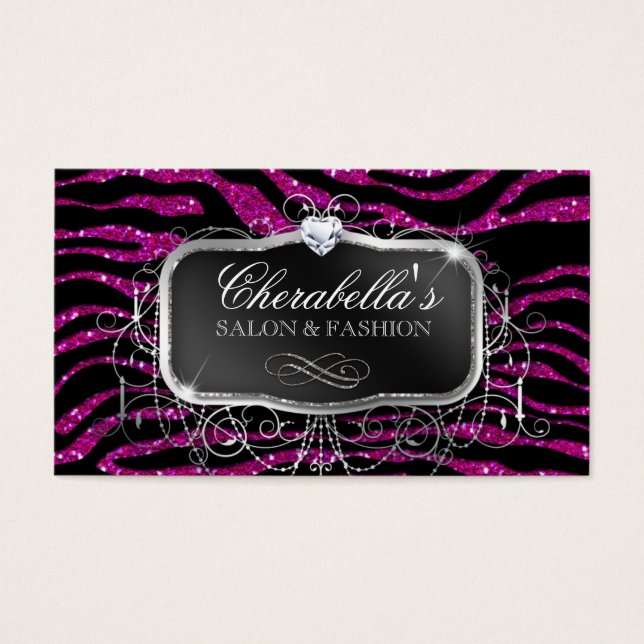 Fashion Gift Card Nagelsalon Zebra Glitzer Rosa (Vorderseite)