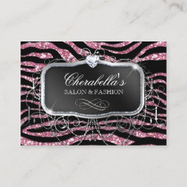 Fashion Gift Card Salon Zebra Glitzer Black Pink Rabattkarte
