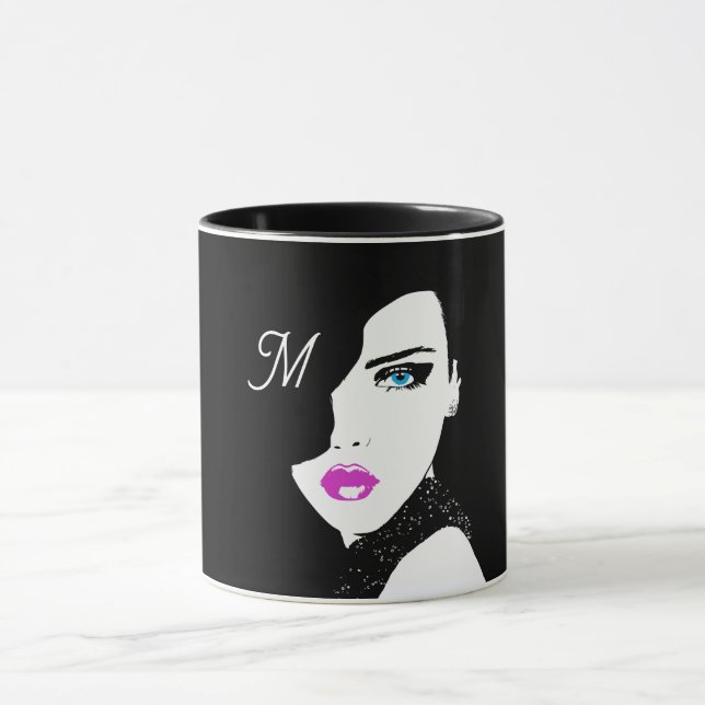 Fashion Girl Black Pink Blue Tasse (Zentrum)