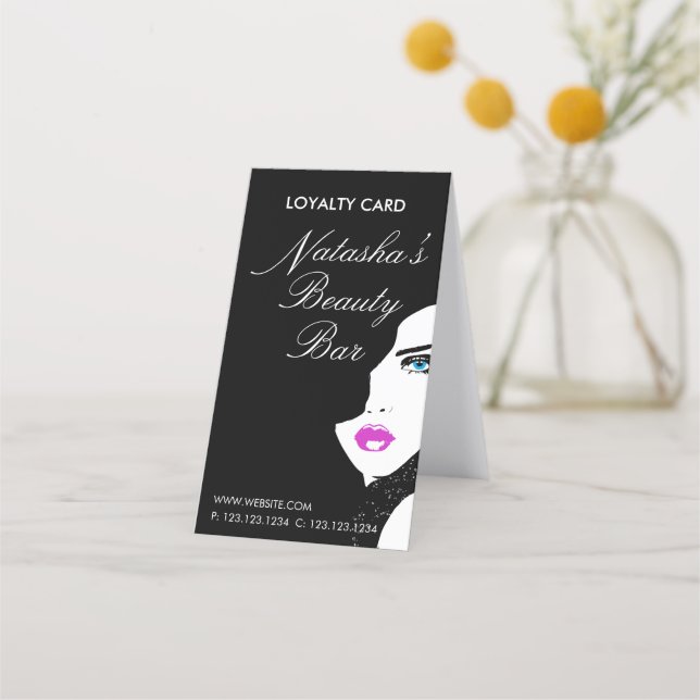 Fashion Girl Black Pink Schönheit Bar Treuekarte (Vorderseite)