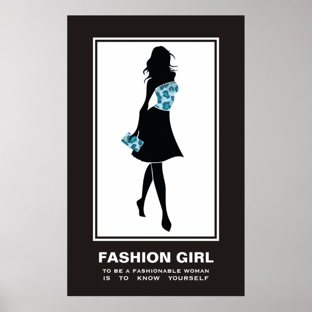 Fashion Girl Blue aquamarin Leopard Print Poster (Vorne)