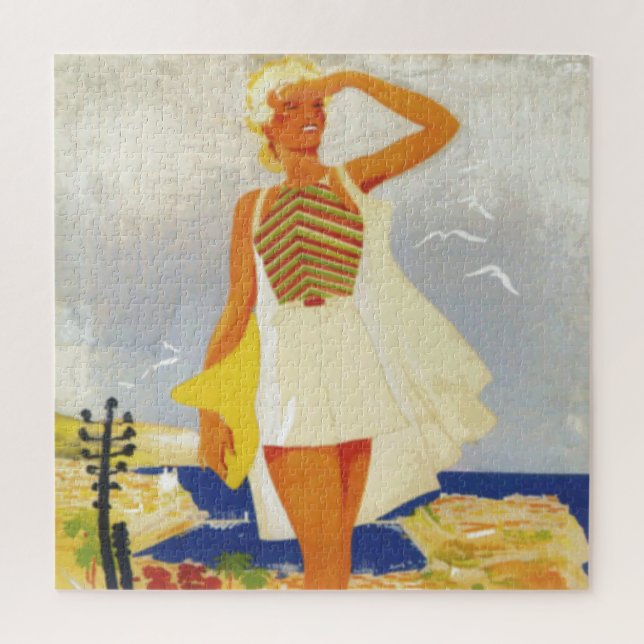 Fashion Girl Monte Carlo Beach Travel Art Collecti Puzzle (Vertikal)