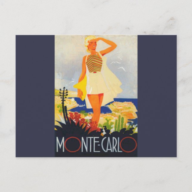 Fashion Girl Monte Carlo Beach Travel Postkarte (Vorderseite)