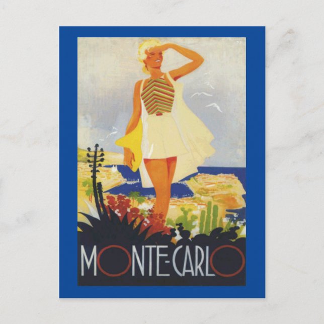Fashion Girl Monte Carlo Beach Travel Postkarte (Vorderseite)
