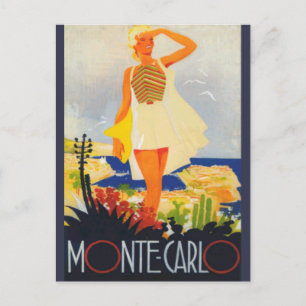 Fashion Girl Monte Carlo Beach Travel Postkarte