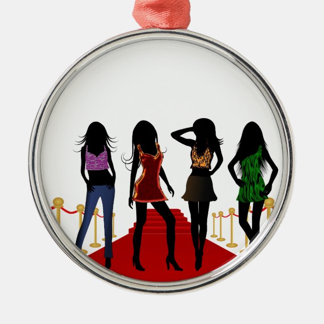 Fashion Girls Red Teppich Premium Rund Ornament (Vorne)