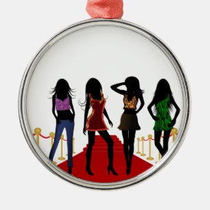 Fashion Girls Red Teppich Premium Rund Ornament Aus Metall