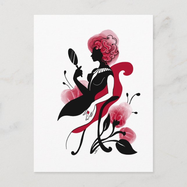 Fashion glamour beautiful graphic illustration postkarte (Vorderseite)