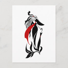 Fashion glamour beautiful graphic illustration postkarte